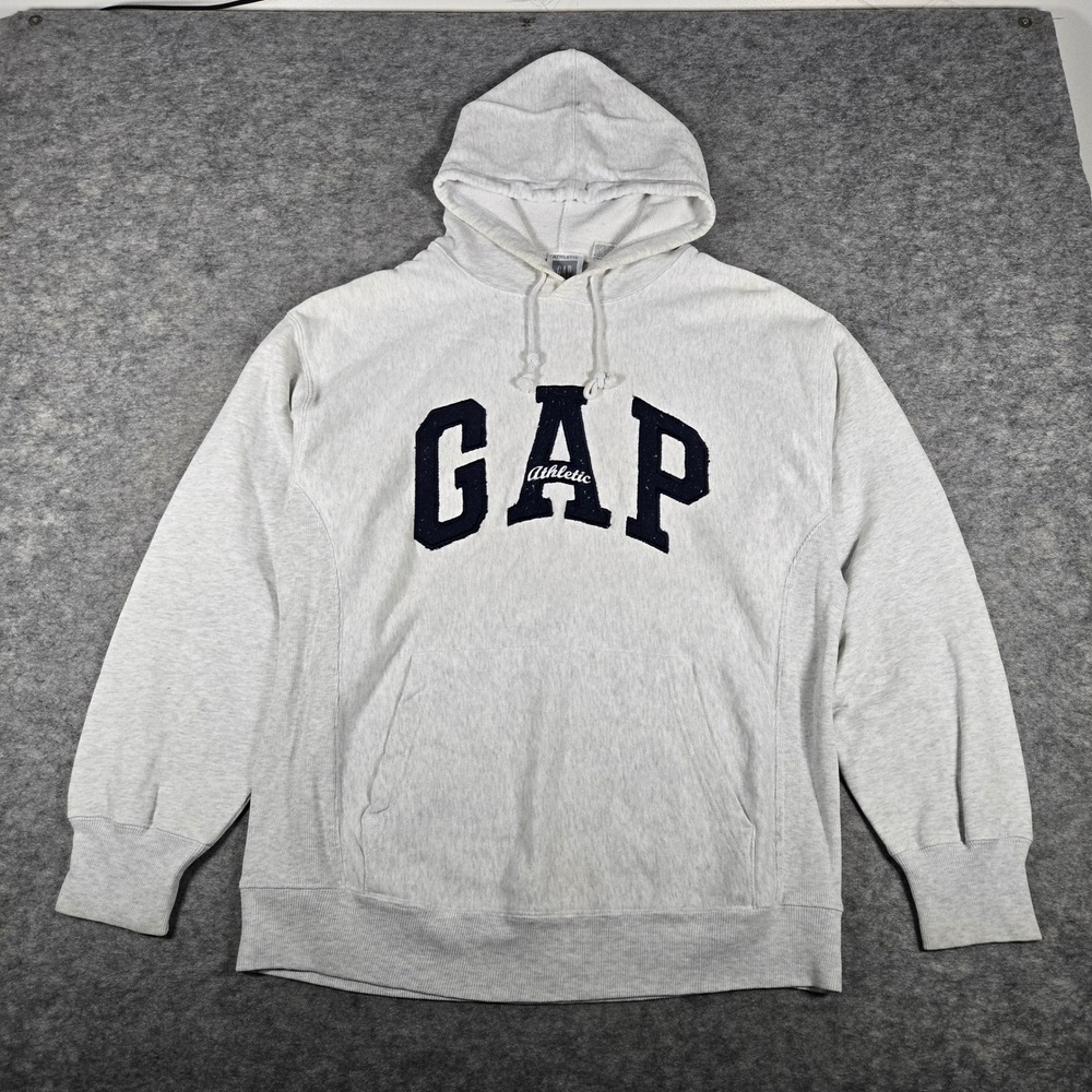Gap Mens Gray Athletic Sweats Logo Pullover Hoodie Small